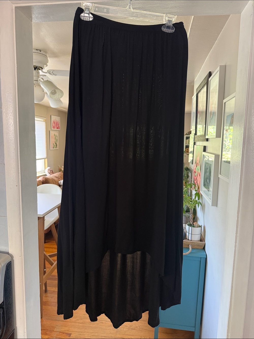 Rubbish Black Maxi Skirt with Elastic Waistband